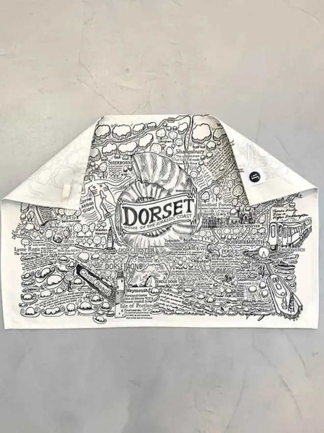 Dorset Print Tea Towel Folded