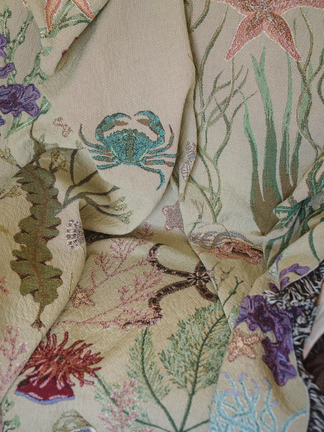 'Intertidal Sand' Recycled Cotton Blanket seen with details.