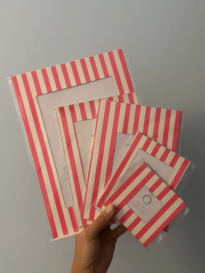 pink striped picture mount in multiple sizes