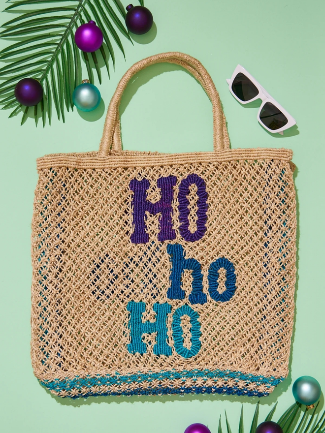 Blue and purple ho ho ho bag