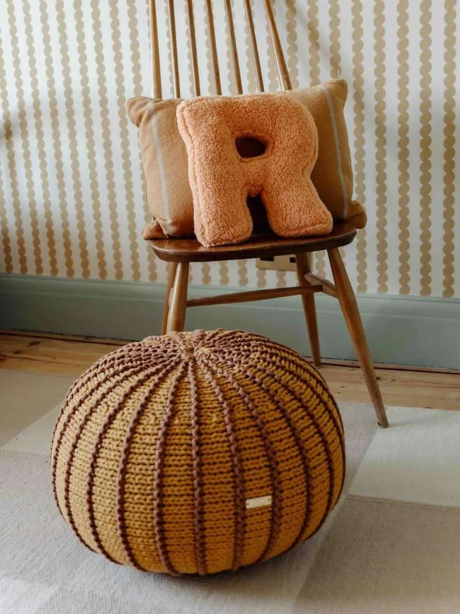 Zuri House. Medium cinnamon Ziggy pouffe.