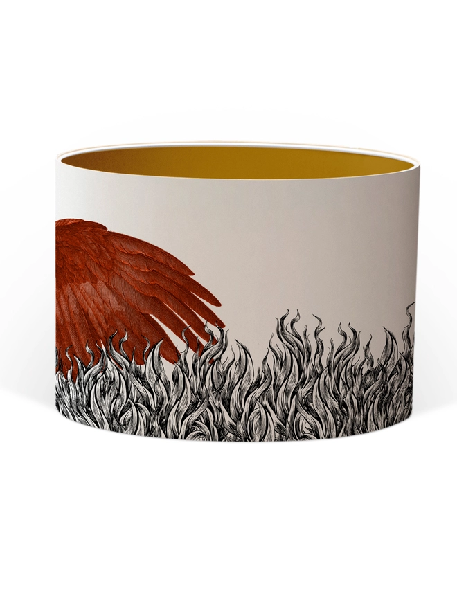 Phoenix lampshade side view with a gold inner.