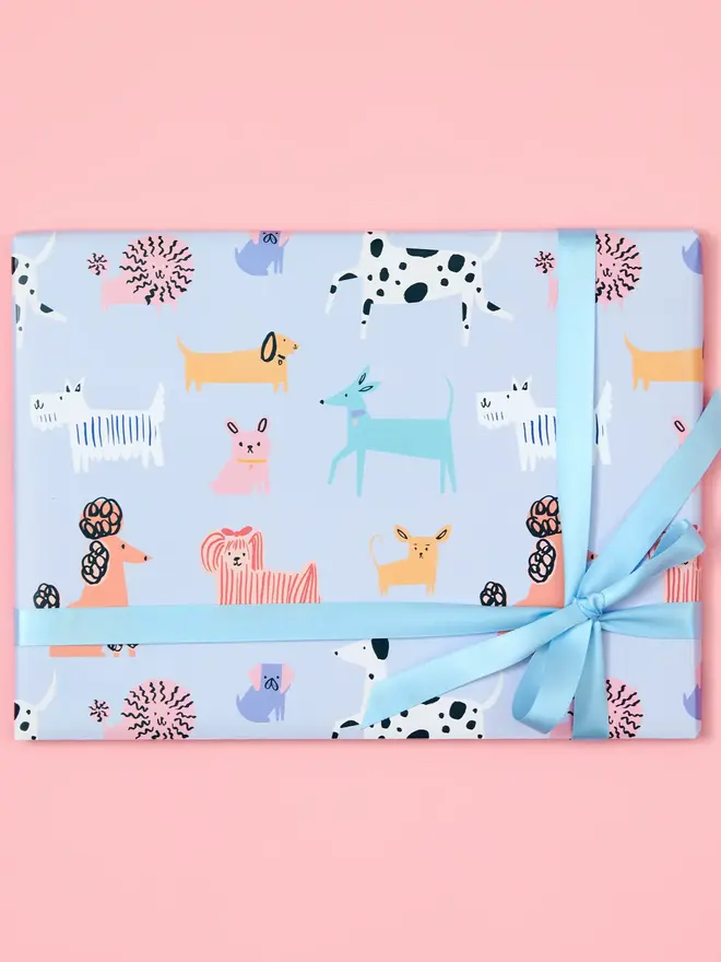 dogs illustrated wrapping paper