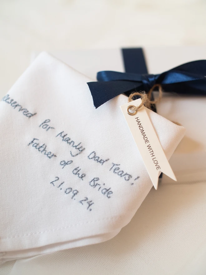 Personalised Handwriting Wedding Handkerchief Keepsake