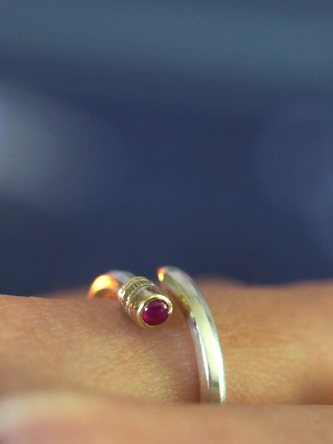 Pencil Ring. A pencil ring in ruby.
