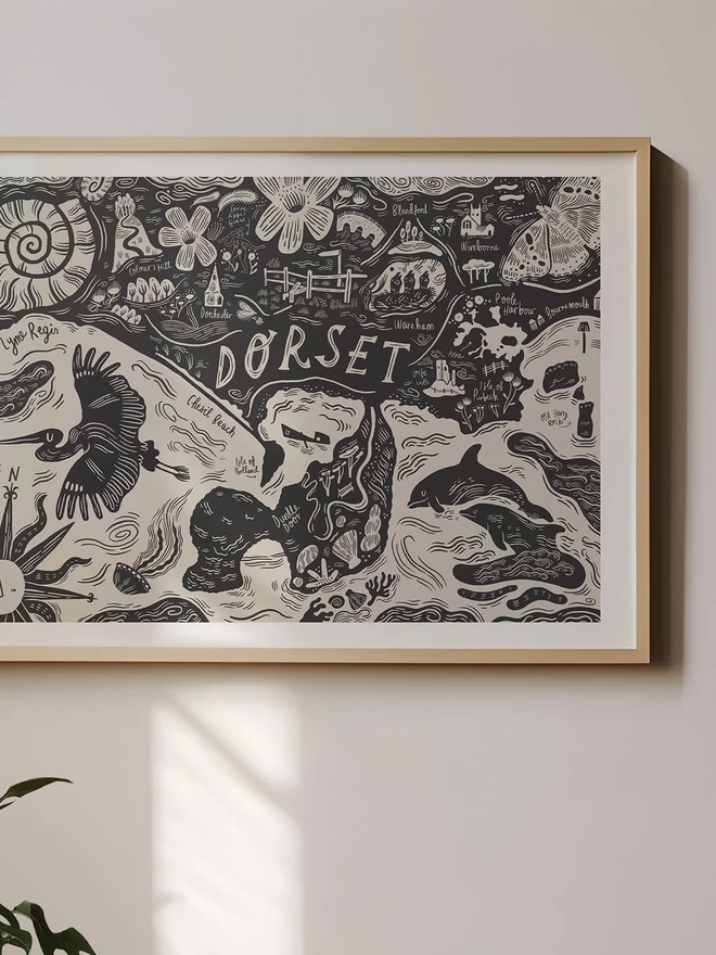 Illustrated map print of Dorset