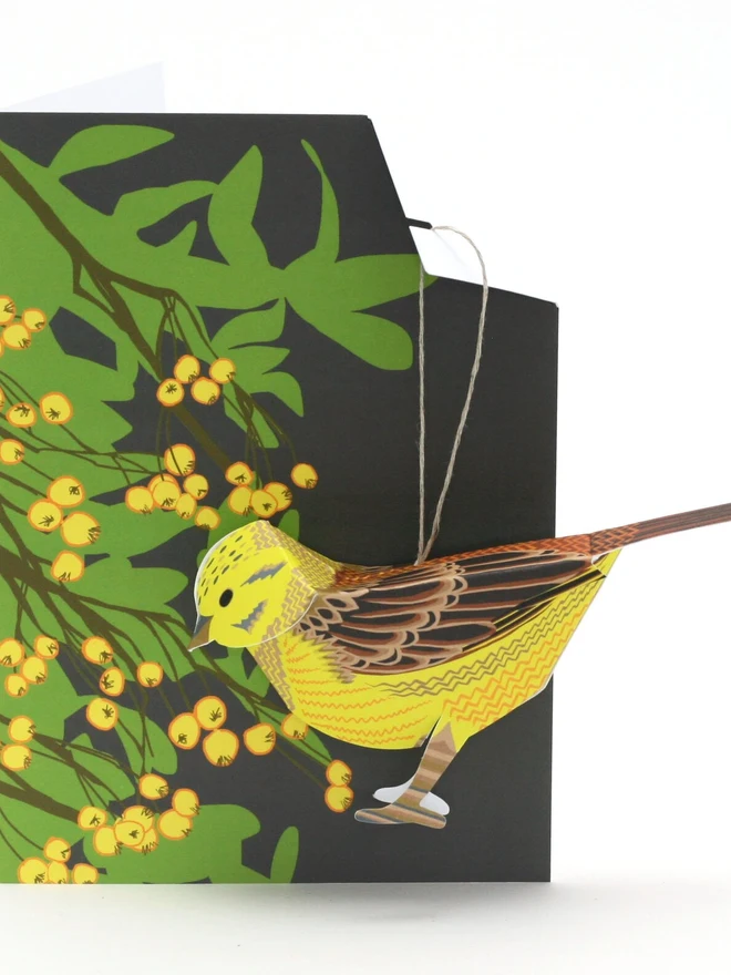 Card With 3D Yellowhammer Ornament