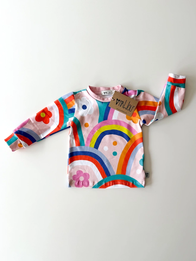 Giant rainbows print leggings, t-shirt, shorties for babies, toddlers, kids