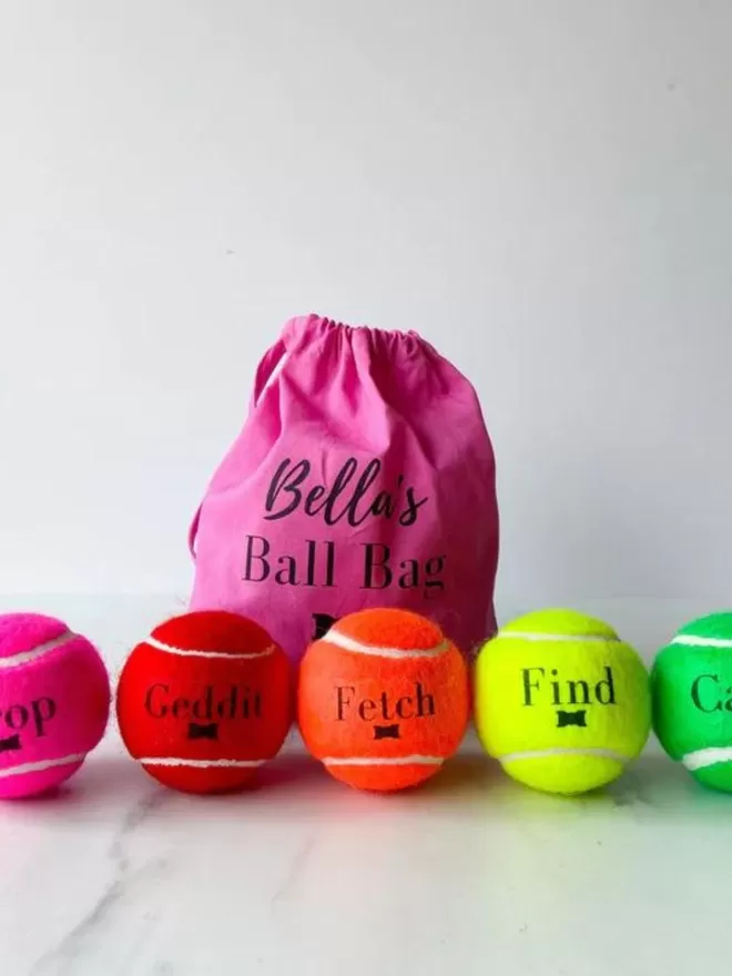 The Ball Bag | Dog Tennis Ball Set with Personalised Bag