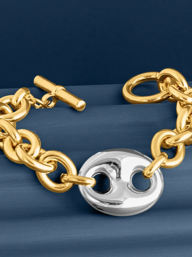 Loel Gold Mixed Metal Marina Link Bracelet