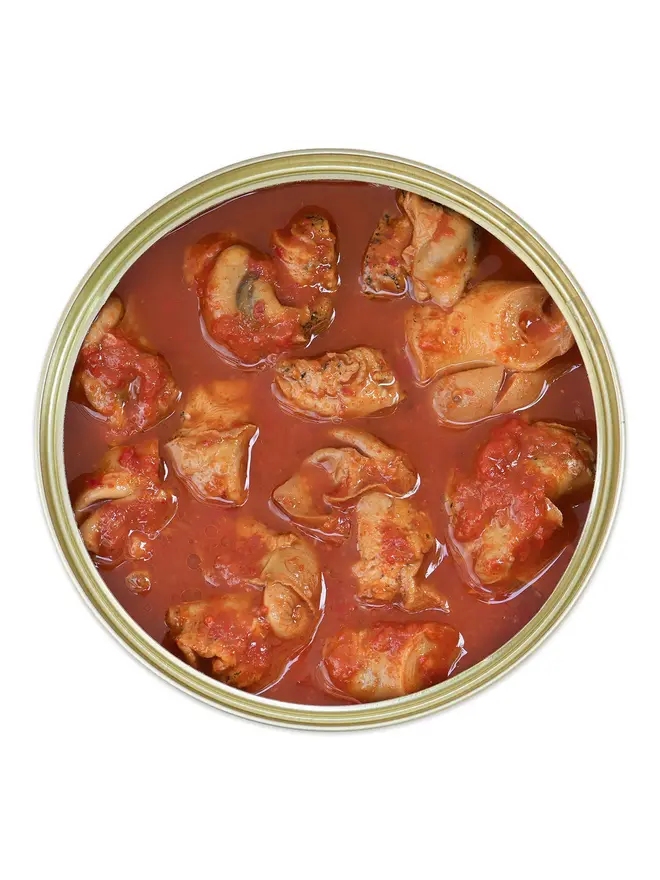 An open tin of Sea Sisters Norfolk Whelks In Kimchi Sauce