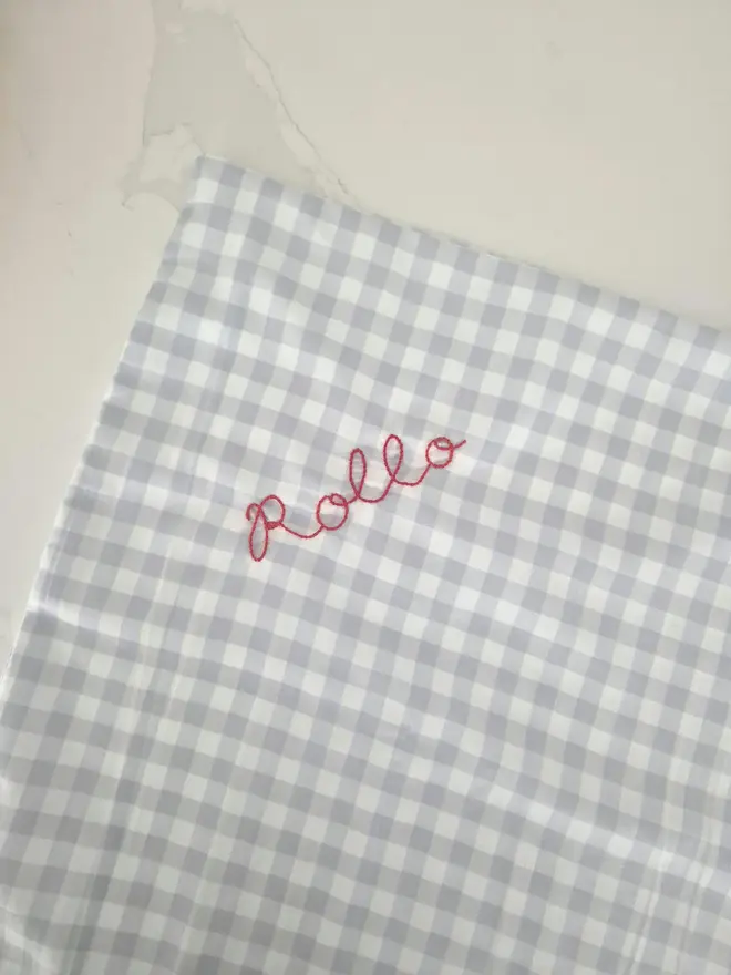 Personalised Hand Embroidered Name Pillowcase