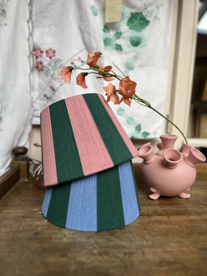 Fable The Forest Green and Pink Stripe String Lampshade