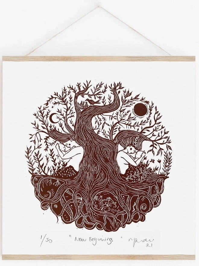New Beginnings Linoprint