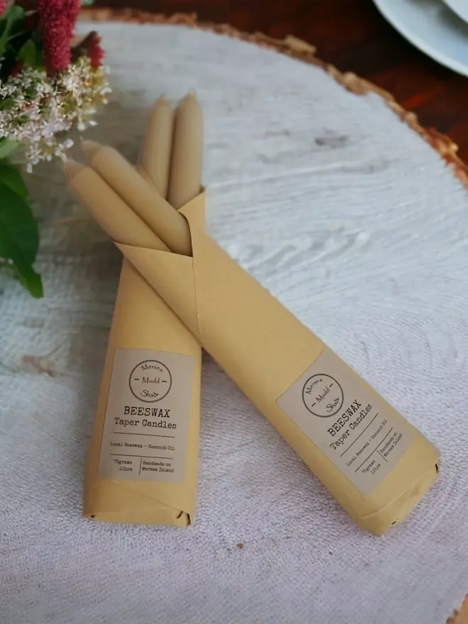 handmade beeswax taper candles