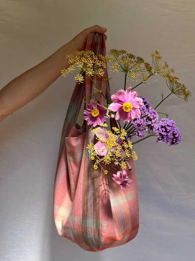 tote bag with flowers in handmade in somerset from linen