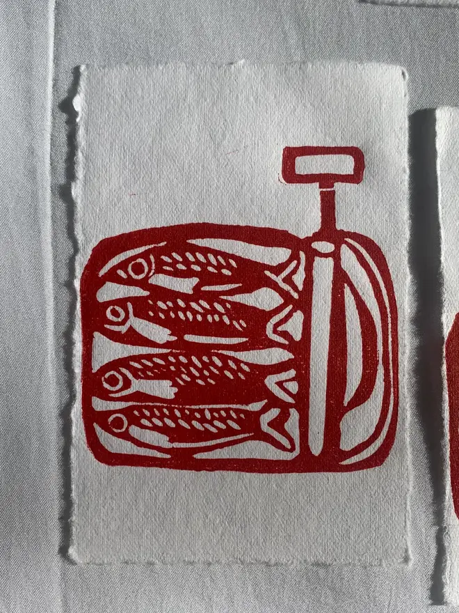 Sardine Lino Print Handmade Paper