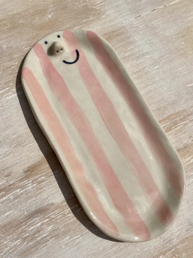 pink long trinket dish