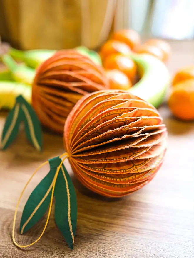 Orange Honeycomb Ornament (Set Of 6)