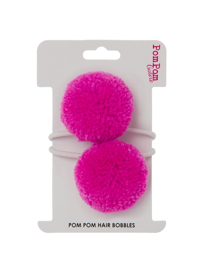 pom pom hair bobble elastic set of 2 4cm pink