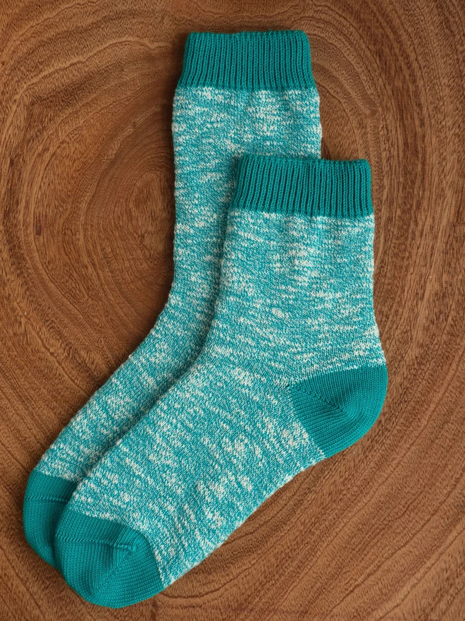 Turquoise Slub Socks