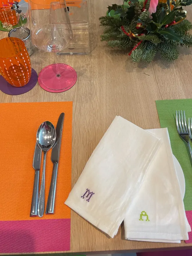 Personalised Cross-Stitch Initial Napkin