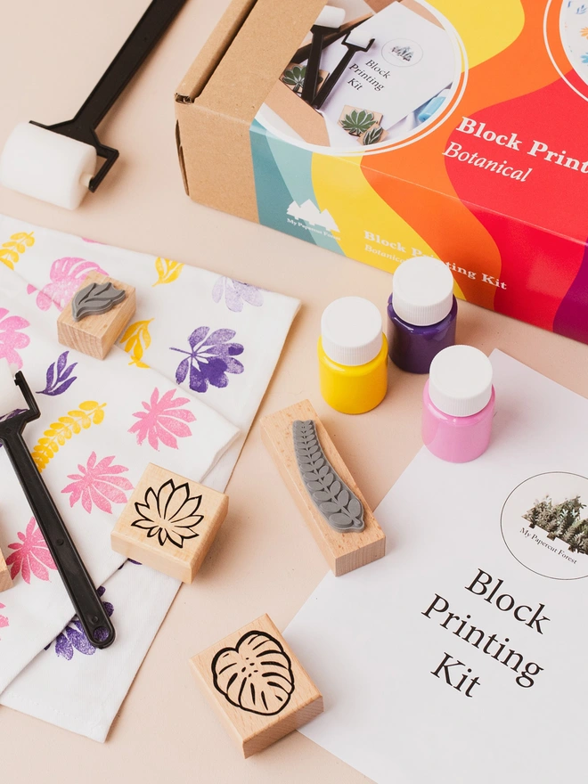 DIY block printing textile kit by my papercut forest