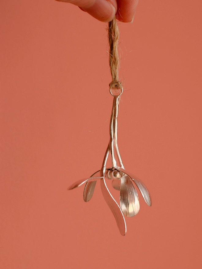 Silver Mistletoe Christmas Decoration 