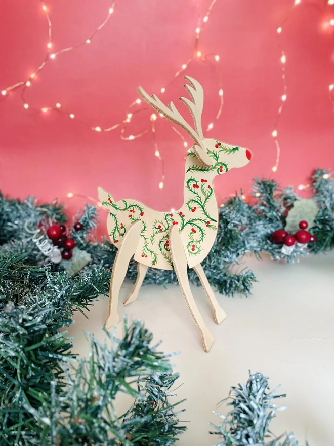 Christmas decorated leather reindeer