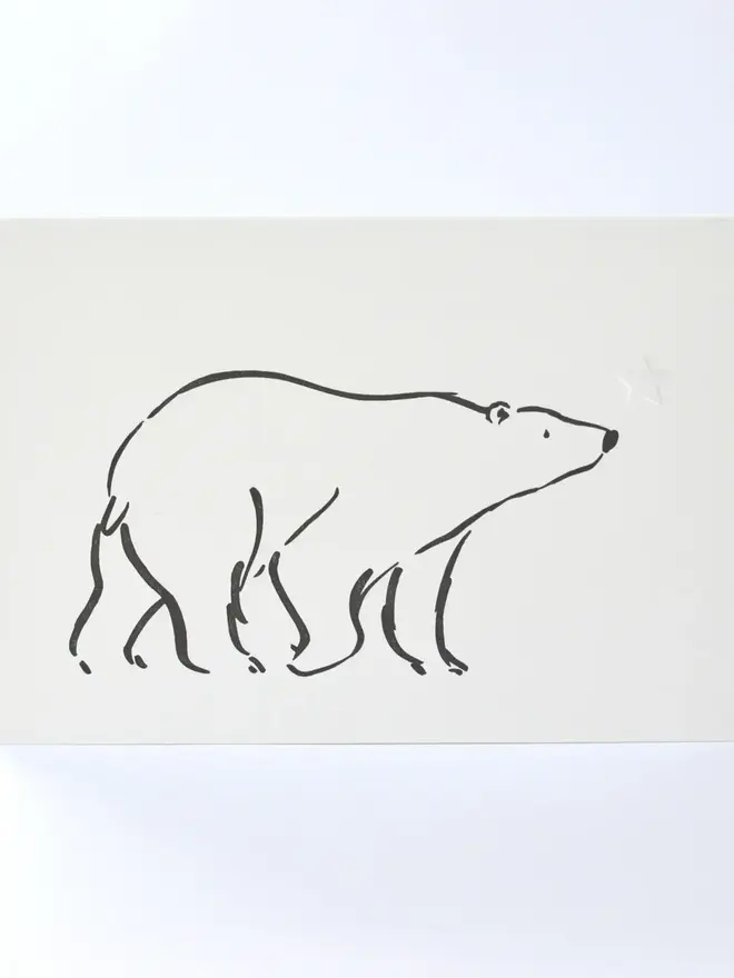 Letterpress Polar Bear & Star Christmas Card