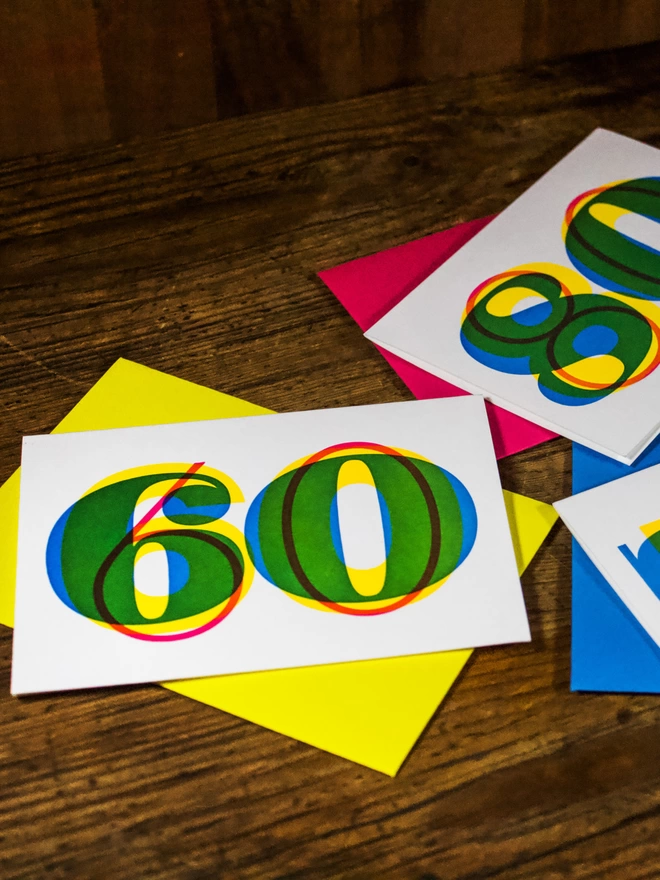 60th Birthday Typographic Letterpress Card