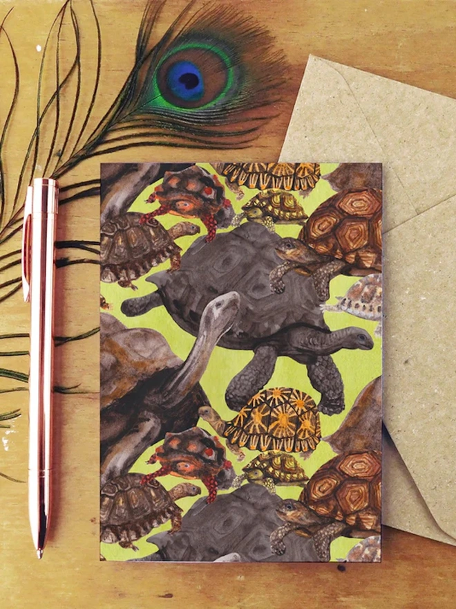 Creep Of Tortoises Print Greetings Card