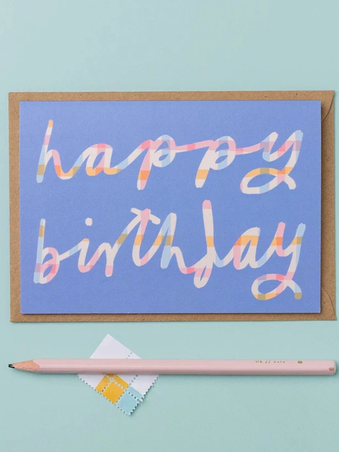 'Happy Birthday' Check Greeting Card