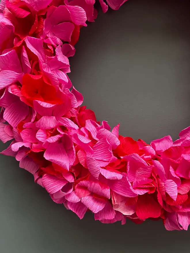 Hot Pink & Red Crepe Paper Wreath