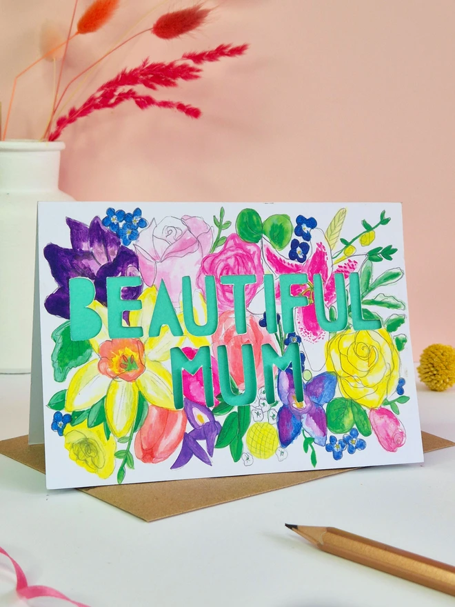 Beautiful Mum paper cut Card 