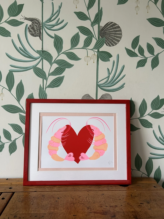 Screen Print by Hannah Carvell, Prawn Love