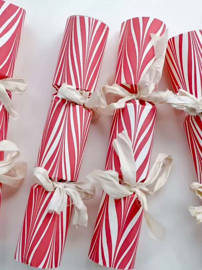 Red candy cane Christmas crackers 