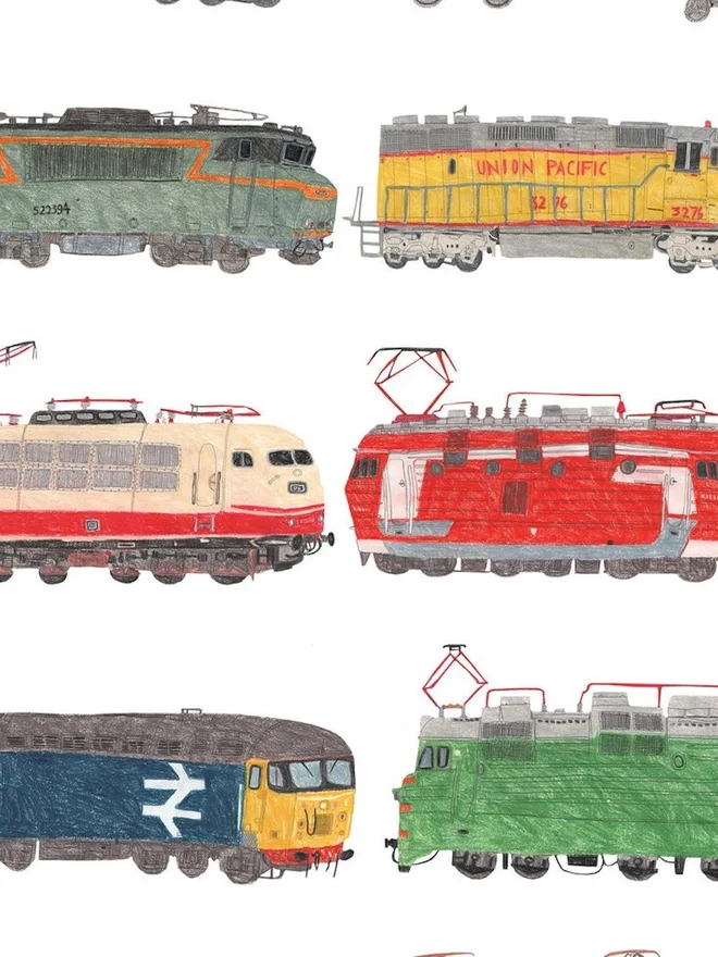 Vintage Trains Print