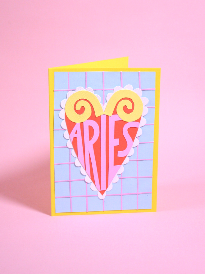 Handmade Star Sign Zodiac Collaged Cards Aries