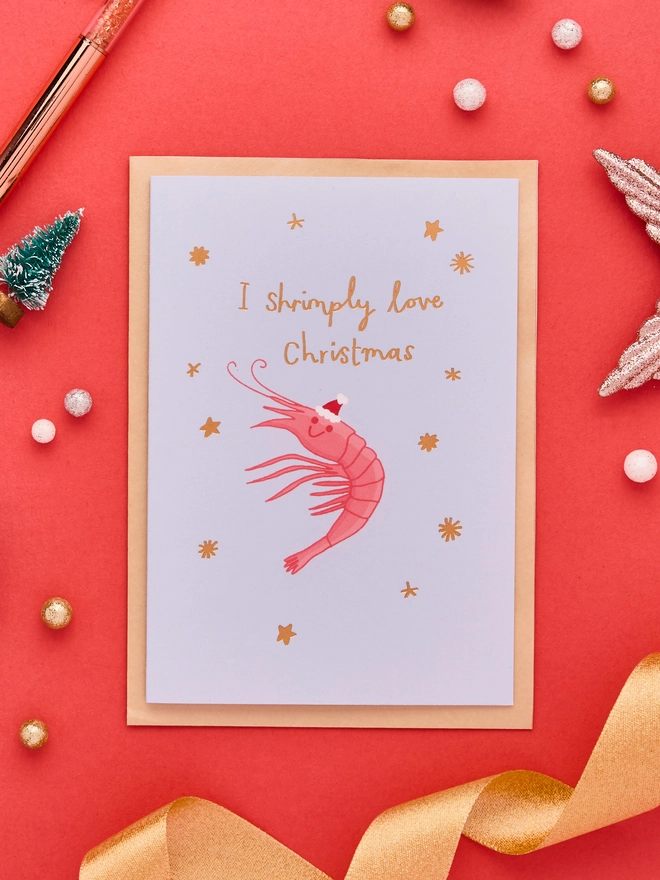 Funny Christmas Card Featuring a Shrimp