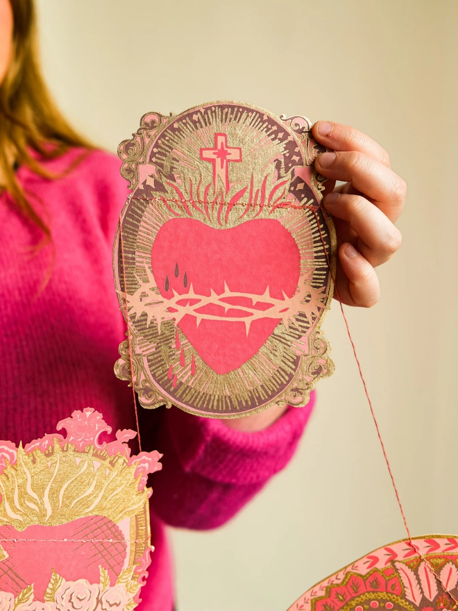 Saint Valentine Heart Sewn Garland