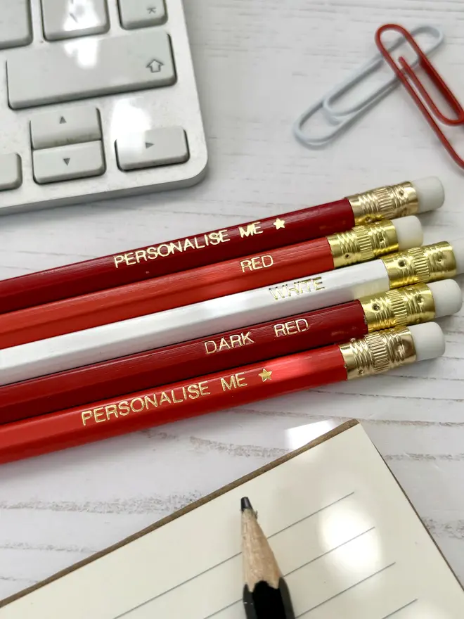 Personalised Red Mix HB Pencil Set