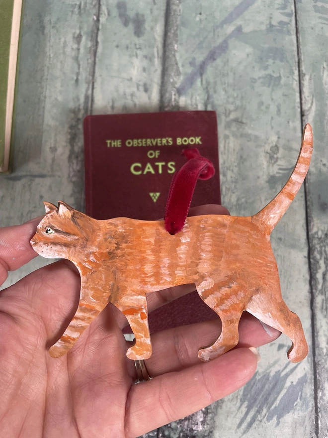 Ginger Tabby Cat Hand-painted Christmas Tree decoration