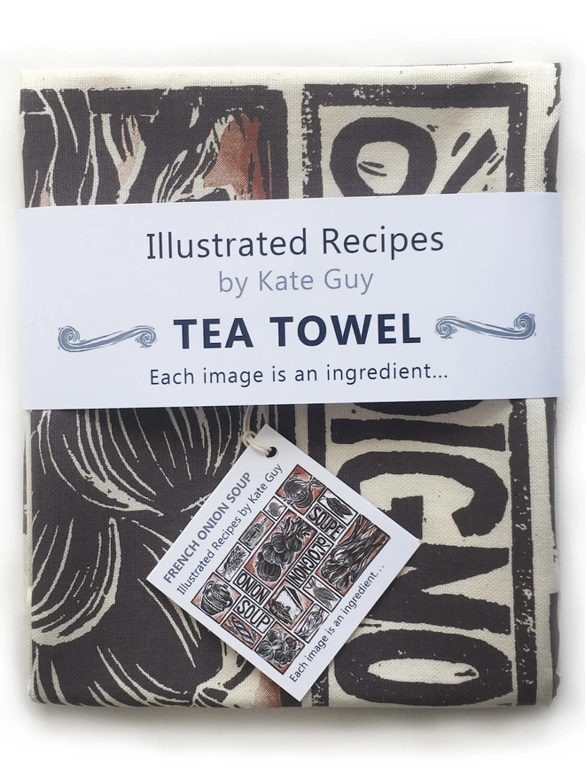 French Onion Soup Illustrated Recipe Tea Towel