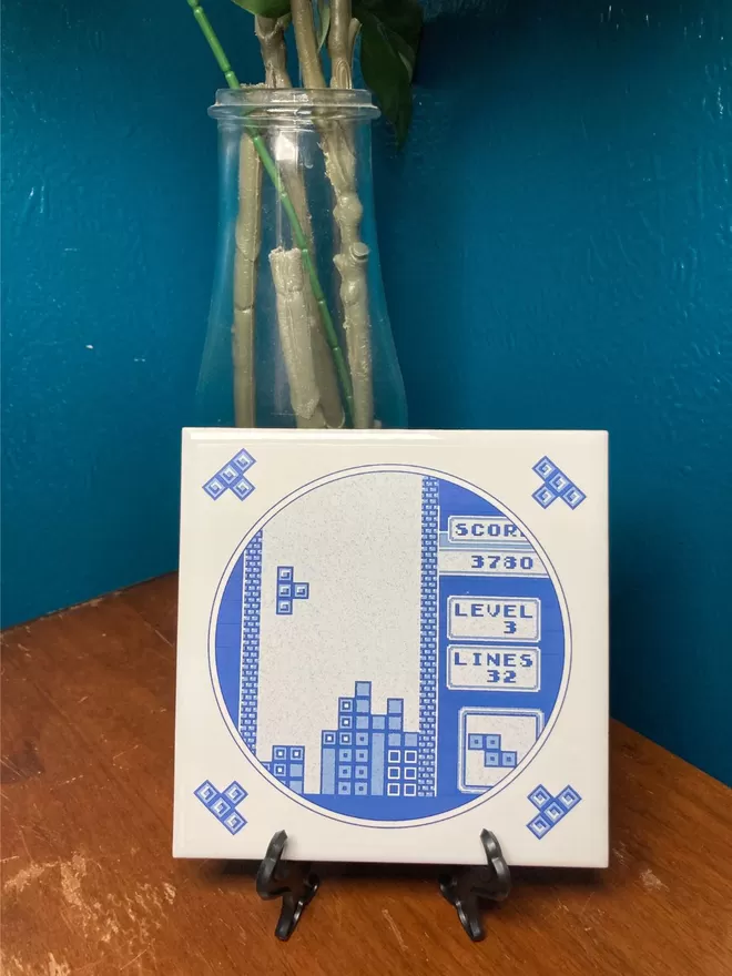 Hand Printed Delft Style Tetris Tile