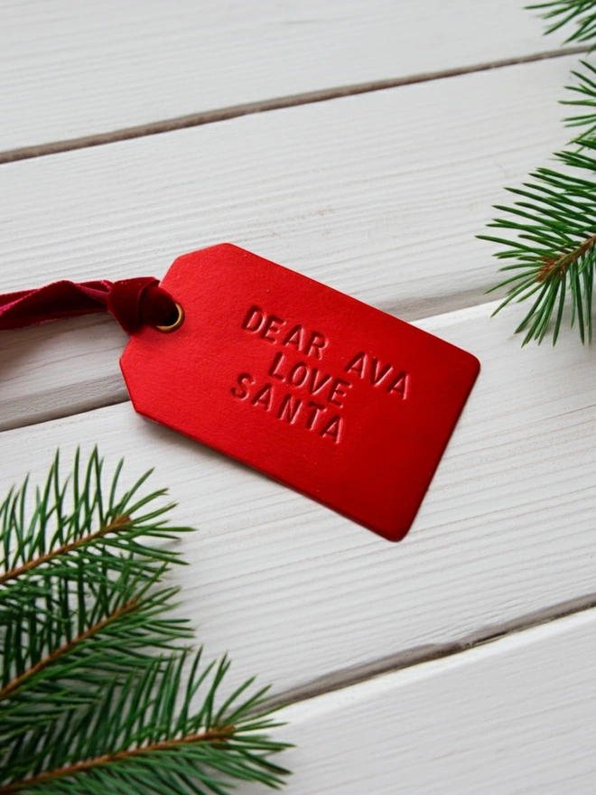 Dear Ava love Santa leather tag