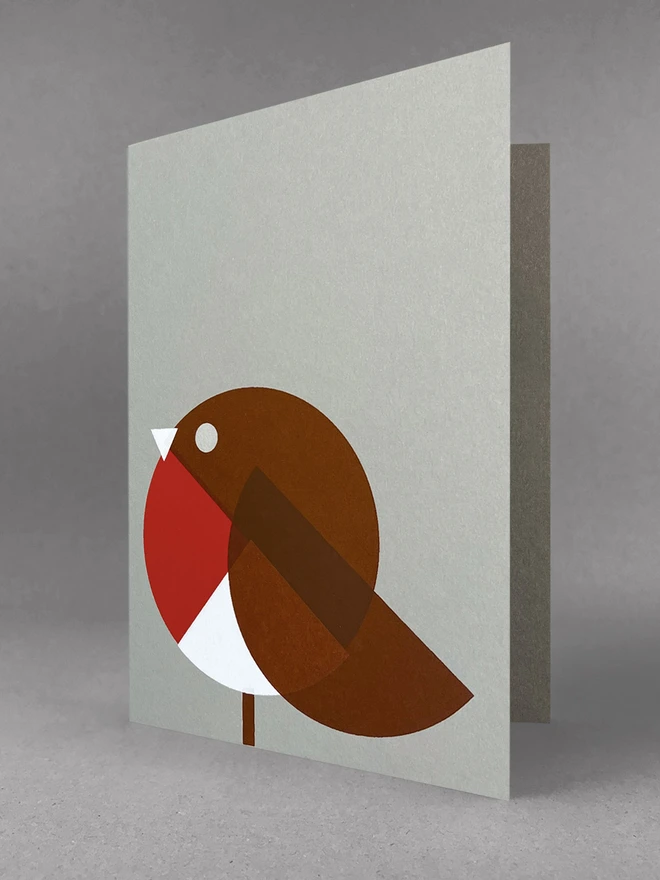 geometric robin screen print christmas card