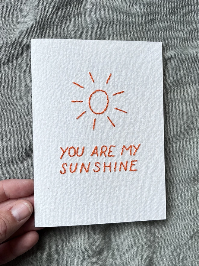 Hand Embroidered 'You Are My Sunshine'