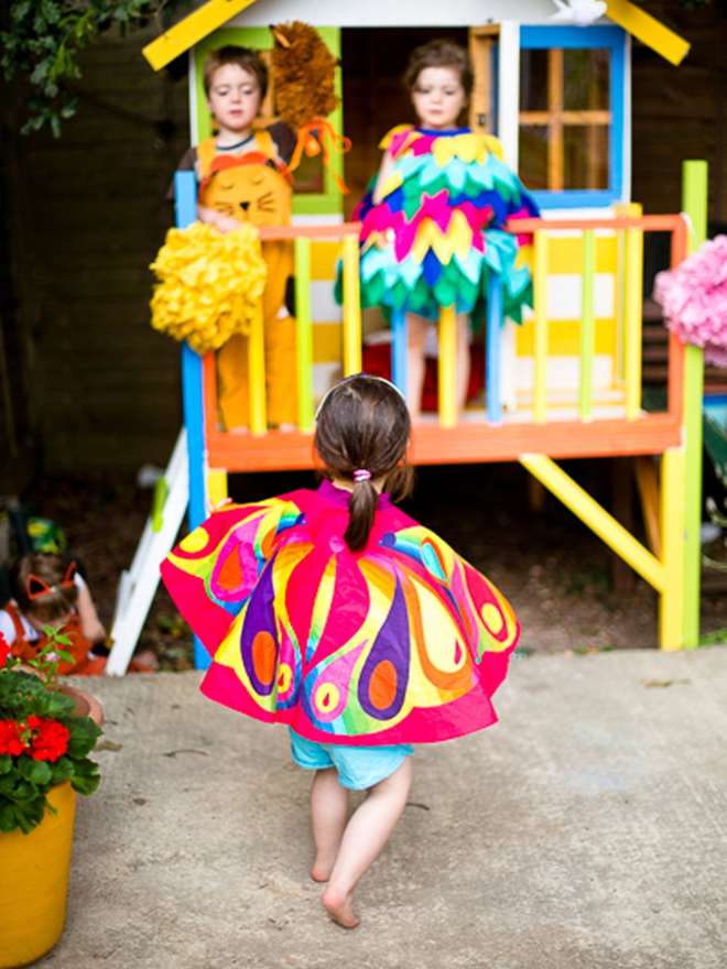 kids colourful butterfly cape and mask set