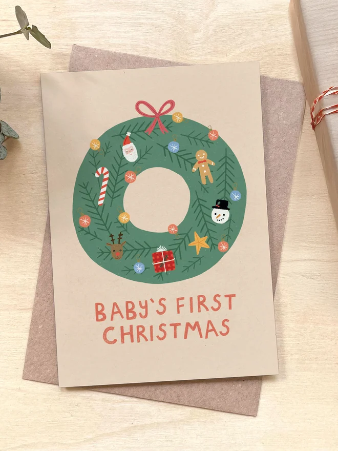 Baby's First Christmas Recycled Coffee Cup Card